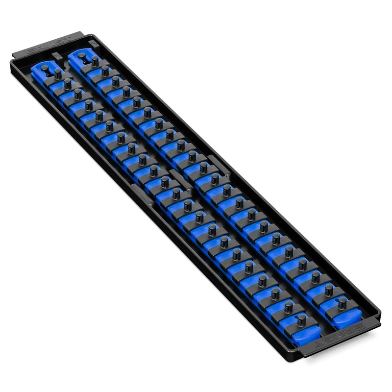 Ernst Manufacturing 19-Inch Socket Boss 2-Rail 1/4-Inch-Drive Socket Organizer, Blue (8455) – Made in USA 19-INCH 1/4 Blue