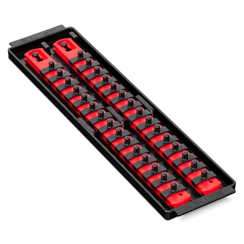 Ernst Manufacturing – 8492 Socket Boss 2-Rail 1/4-Inch-Drive Socket Organizer, 13-Inch, Red – Made in the USA 13-INCH 1/4 Red