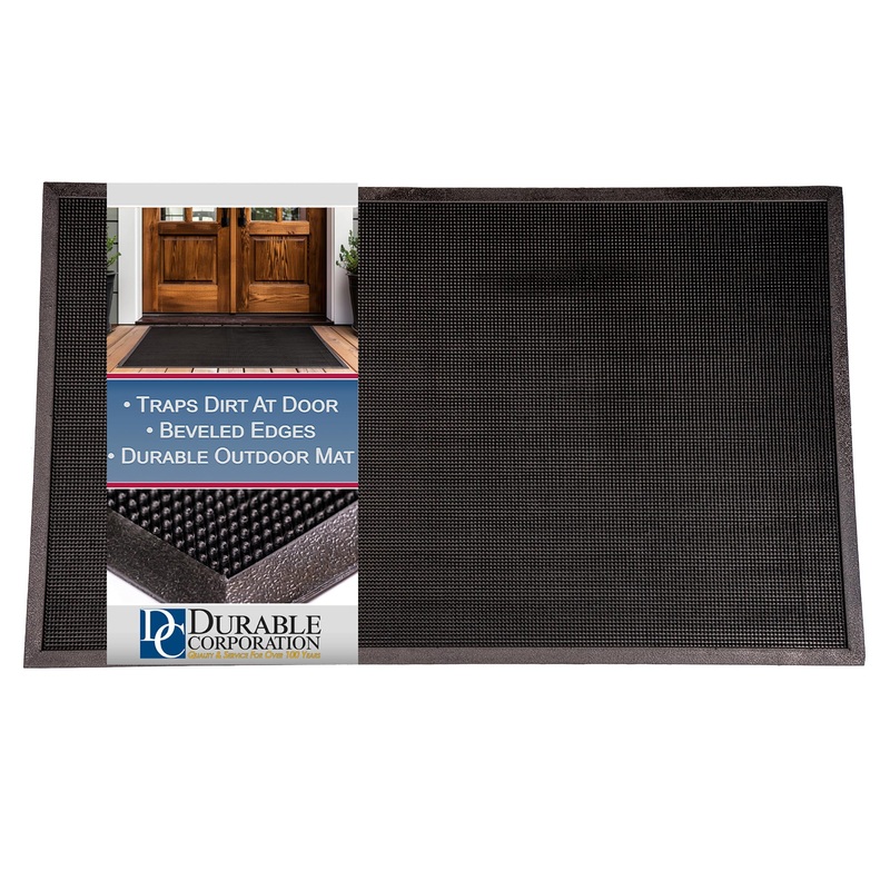 Heavy Duty Rubber Fingertip Entrance Mat, for Outdoor Areas 28 Width x 46 Length x 5/8 Thickness, Black