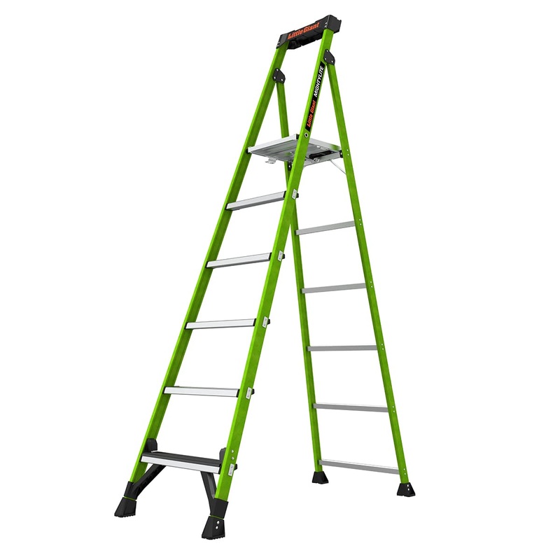 Little Giant Ladders, MightyLite 2.0, 8′ Stepladder with Ground Cue, Fiberglass, Type IAA, 375 lbs Weight Rating, (15408-001), Green 8 Ft.