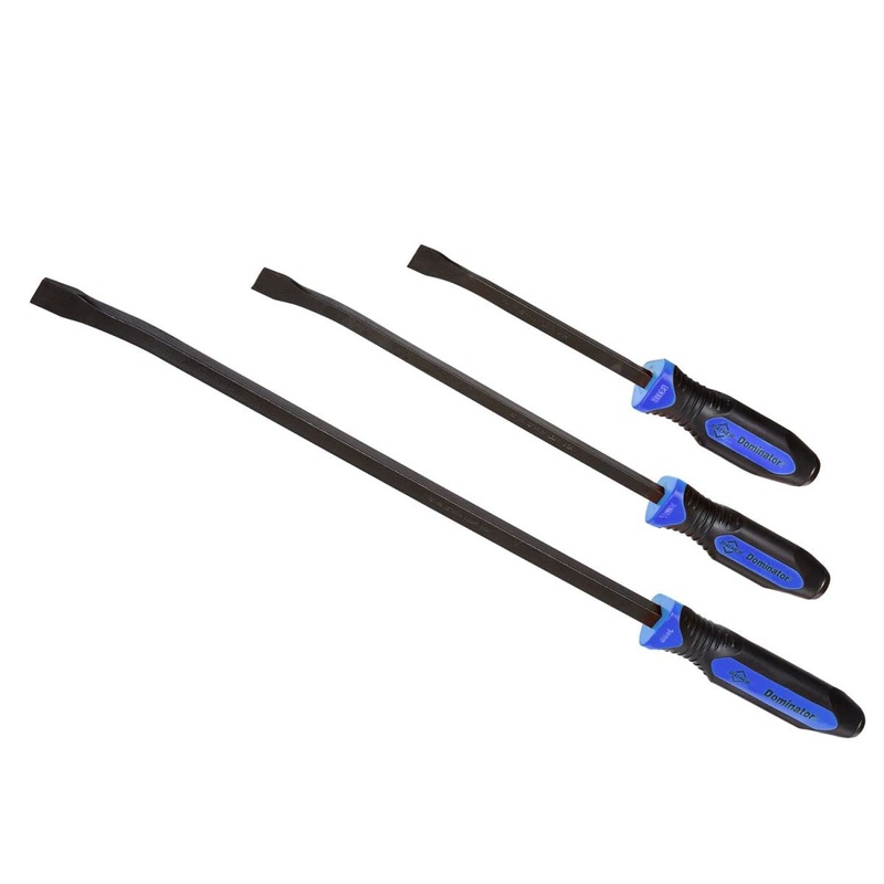 Mayhew Tools 14071BL Dominator Pro 3-Piece Pry Bar Set, 12, 17 & 25 Curved Pry Bars, Blue Curved 12, 17 & 25 Curved Pry Bars Blue
