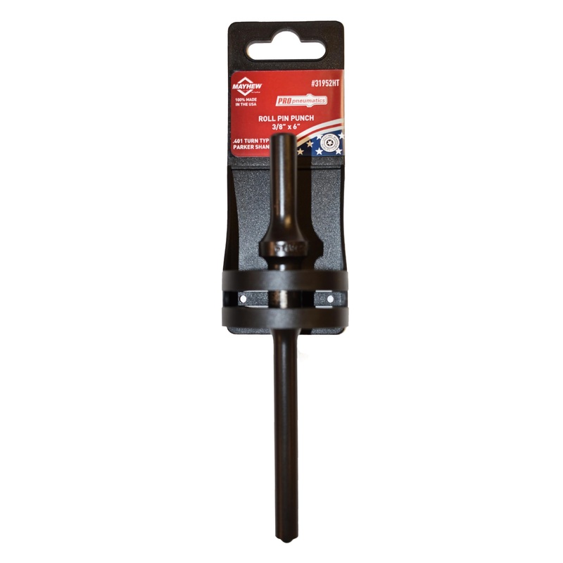 Mayhew Tools 31952HT Pneumatic Roll Pin Punch, 3/8 x 6 Hang Tag, Black Oxide Finish