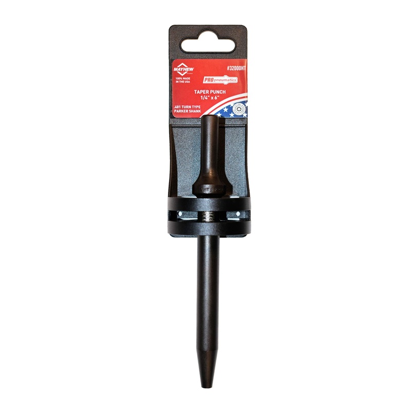 Mayhew Tools 32000HT Pneumatic Taper Punch, 1/4 x 6 Hang Tag, Black Oxide Finish