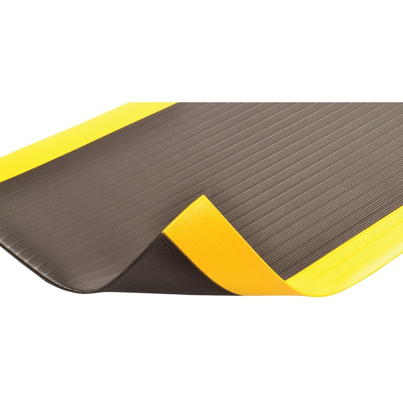 Notrax 410 Airug 3′ x 60′ x 3/8 Anti Fatigue Mat, Enhanced Slip Resistance with Beveled Edges and Ribbed Surface, Ideal for Industrial and Commercial Workplaces, Black/Yellow, 410R0336BY Ribbed Surface 3′ x 60′ x 3/8 Black/Yellow