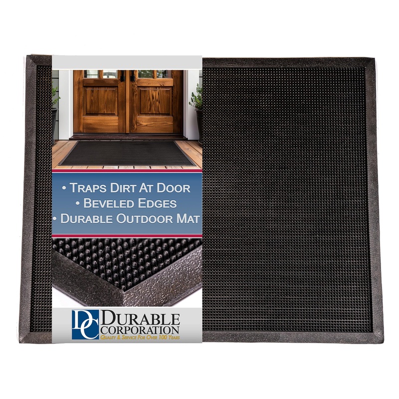 Durable Corporation-396S2432 Heavy Duty Rubber Fingertip Outdoor Entrance Mat, 24 x 32, Black