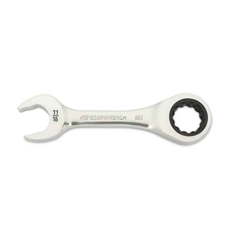 GEARWRENCH 11/16 90-Tooth 12 Point Stubby Combination Ratcheting Wrench | 86856