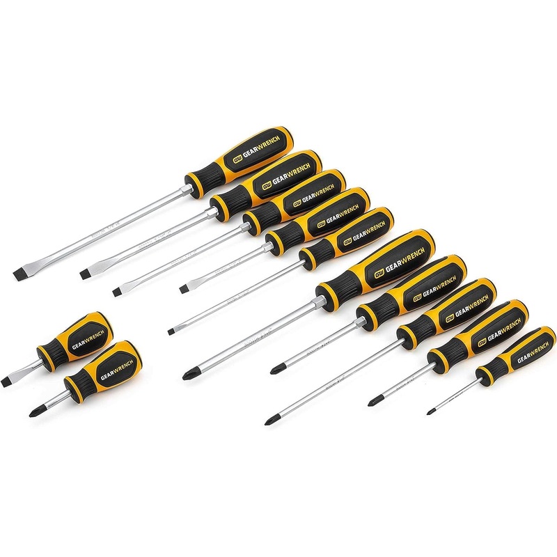 GEARWRENCH 12 Pc. Phillips/Slotted Dual Material Screwdriver Set – 80051H