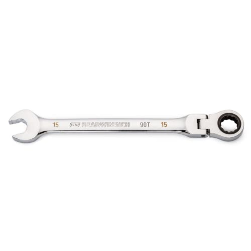 GEARWRENCH 15mm 4 Degree Swing Arch 12 Point Flex Head Ratcheting Combination Wrench – 86715