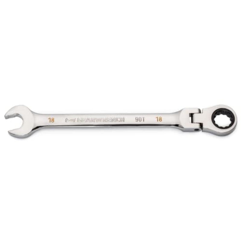 GEARWRENCH 18mm 4 Degree Swing Arch 12 Point Flex Head Ratcheting Combination Wrench – 86718