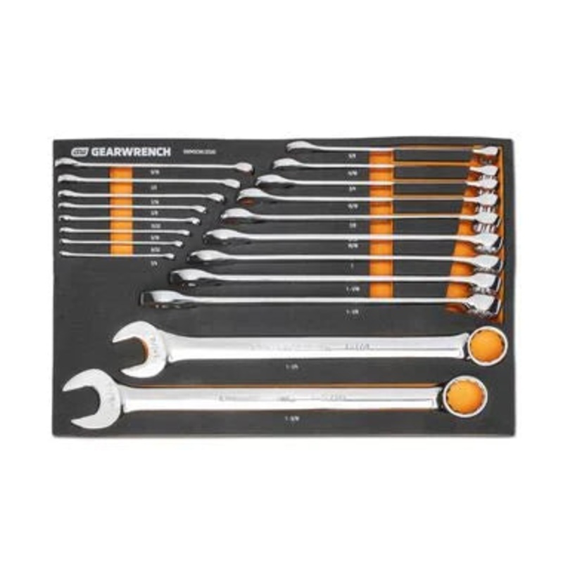 GEARWRENCH 19 Piece 12 Pt Long Pattern Combination SAE Wrench Set in Foam Storage Tray – GWMSCWL12SAE