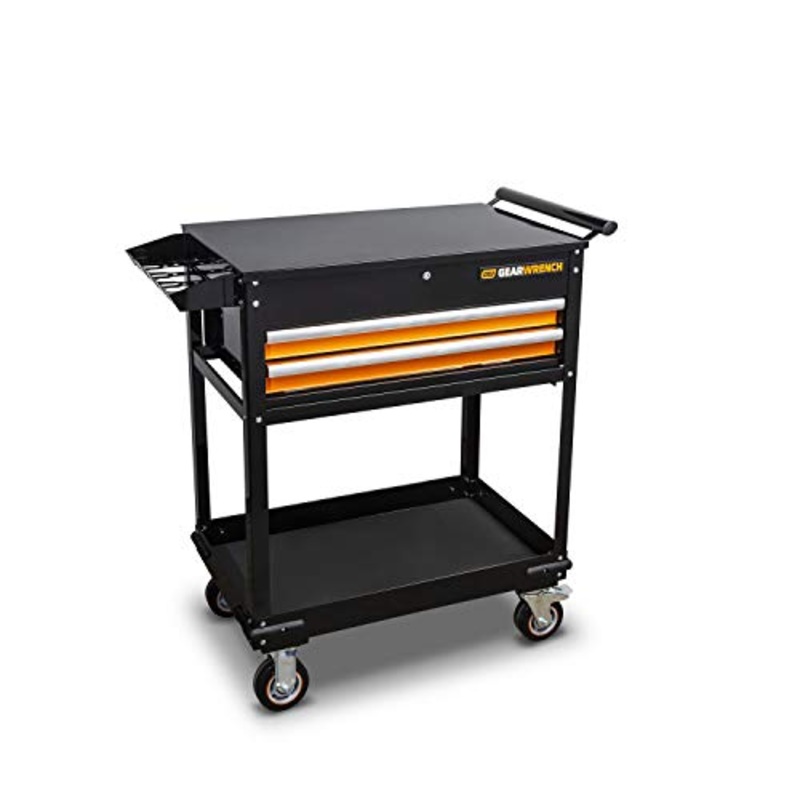 GEARWRENCH 2 Drawer Black & Orange Utility Cart, 32 – 83168