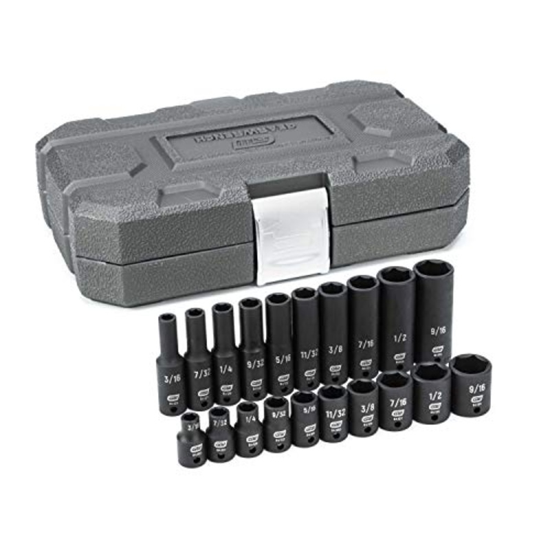 GEARWRENCH 20 Pc. 1/4 Drive 6 Pt. Standard & Deep Impact Socket Set, SAE – 84900