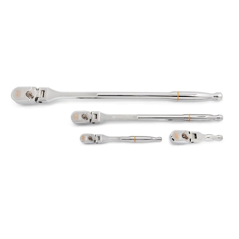 GEARWRENCH 4 Piece 1/4, 3/8, and 1/2 Drive 120XP Full Polish Flex Handle Teardrop Ratchet Set | 81230XP