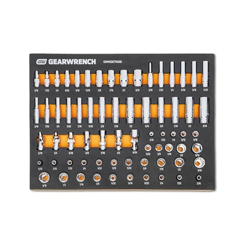 GEARWRENCH 68 Piece 1/4 Drive Master SAE Socket Set in Foam Storage Tray – GWMSSKT14SAE
