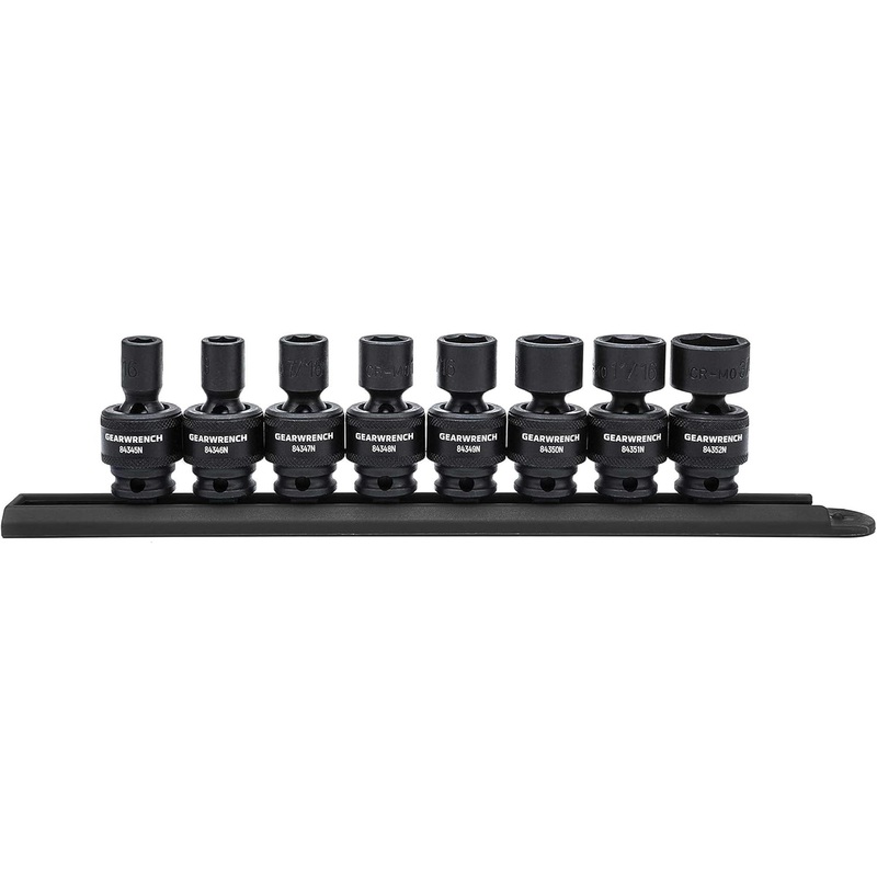 GEARWRENCH 8 Pc. 3/8 Drive 6 Pt. Standard Universal Impact Socket Set, SAE – 84917N