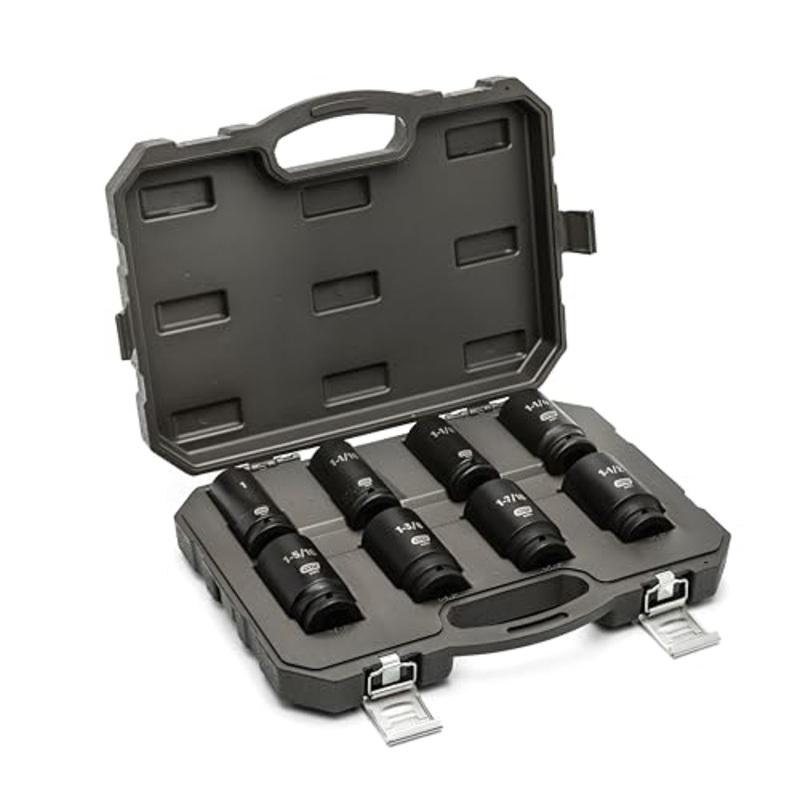GEARWRENCH 8 Piece 3/4 Drive 6 Point Deep SAE Impact Socket Set |1-15/16 to 1-1/2 | 84036