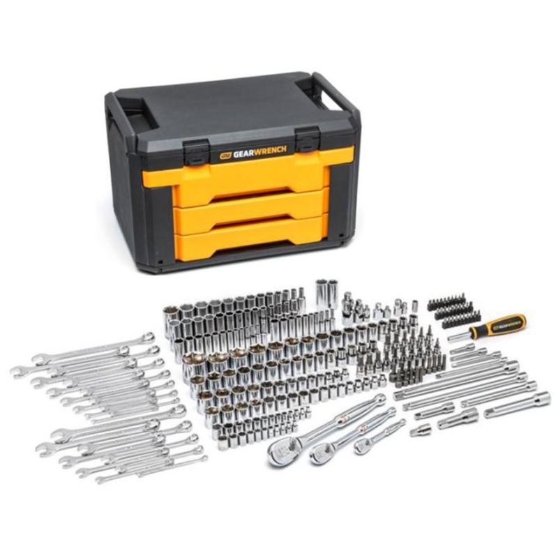 GEARWRENCH 80966 243 Pc. 6 Pt. Mechanics Tool Set In 3 Drawer Storage Box
