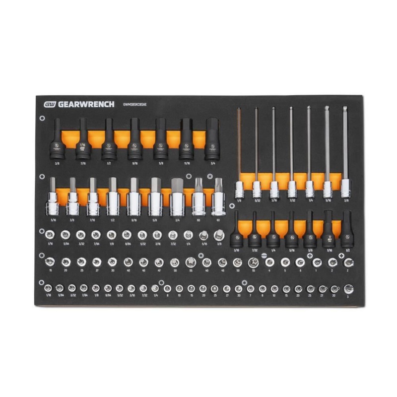 GEARWRENCH 88 Piece 1/4, 3/8, 1/2 Drive SAE Bit Socket Set in Foam Storage Tray – GWMSBSKCBSAE