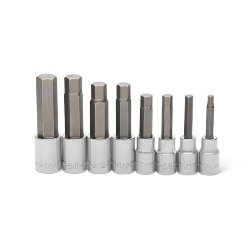 GEARWRENCH Mid Length Hex Bit Socket Set 1/2 Drive 8 Piece SAE | 82585