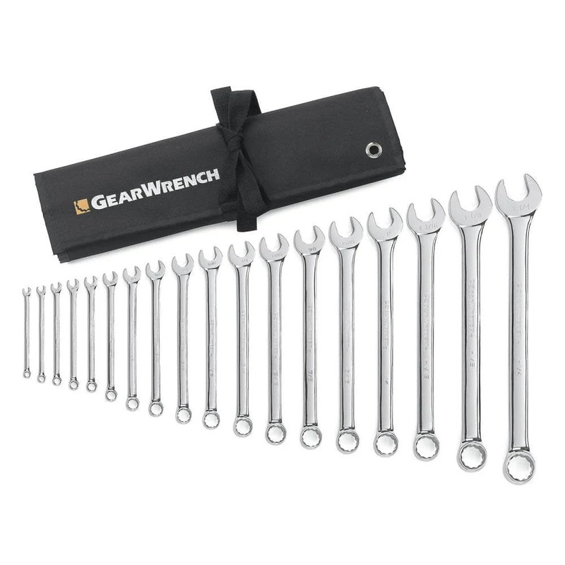 GEARWRENCH 18 Pc. 12 Pt. Combination Wrench Set, Long Pattern, SAE – 81917