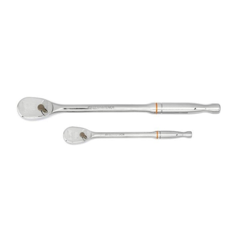 GEARWRENCH 2 Pc. 1/4 & 3/8 Drive 90 Tooth Long Handle Teardrop Ratchet Set – 81268T