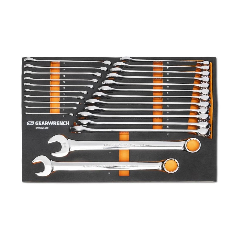 GEARWRENCH 24 Piece 12 Point Long Pattern Combination Metric Wrench Set in Foam Storage Tray – GWMSCWL12MM