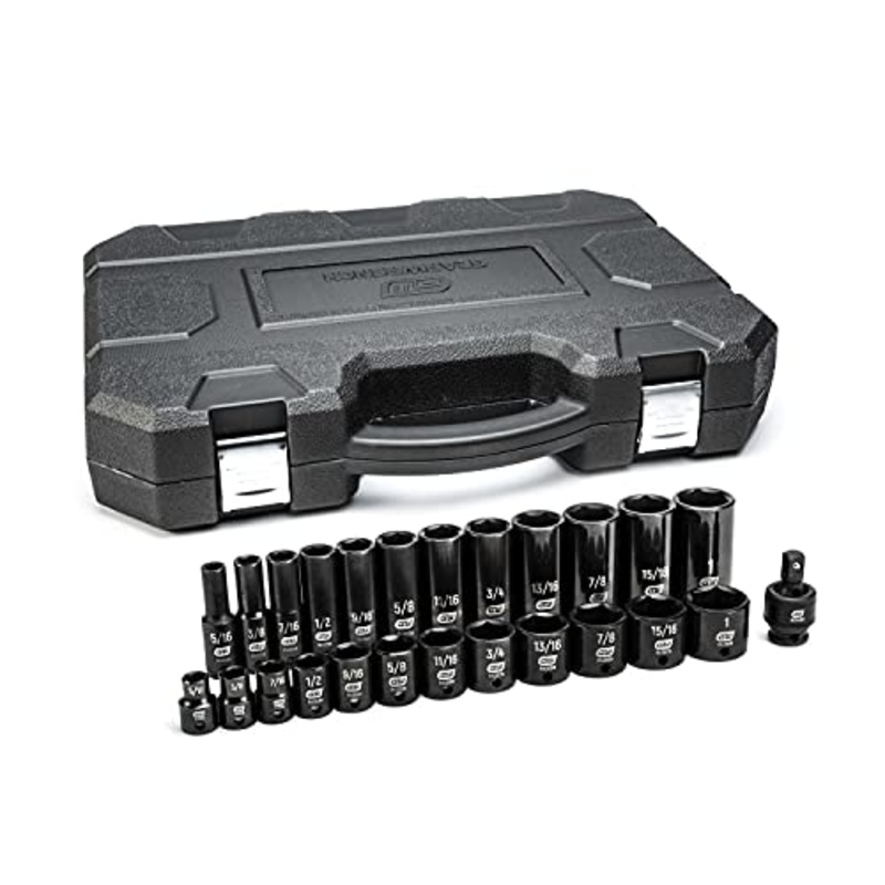 GEARWRENCH 25 Pc. 3/8 Drive 6 Pt. SAE Impact Socket Set, Standard & Deep – 84919N
