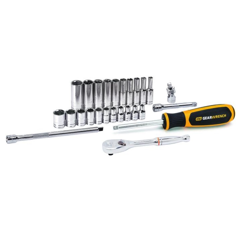 GEARWRENCH 26 Pc. 1/4 Drive 6 Pt. Standard Mechanics Tool Set, SAE – 80312DD