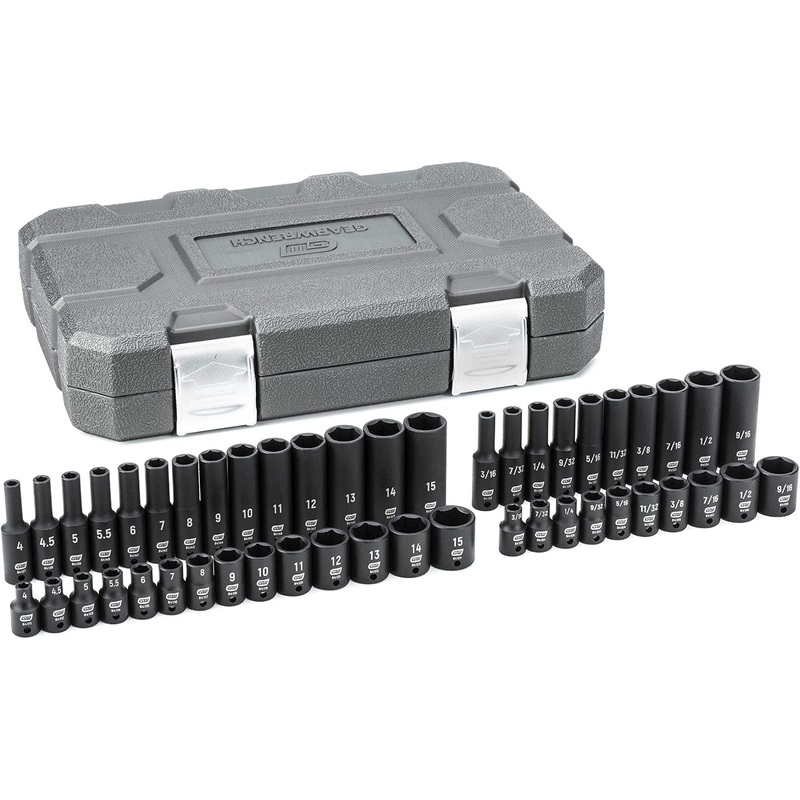 GEARWRENCH 48 Pc. 1/4 Drive 6 Pt. Impact Socket Set, Standard & Deep, SAE/Metric – 84902