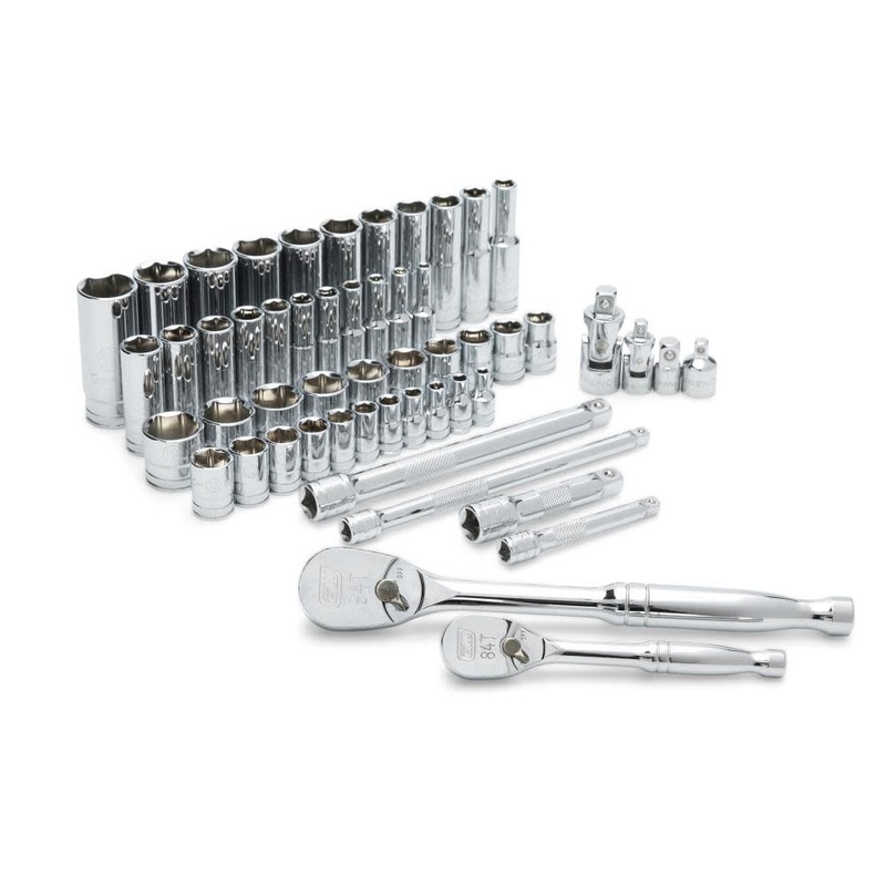 GEARWRENCH 53 Piece 1/4, 3/8 Metric 6 Point SAE Standard & Deep Mechanics Tool Set – 89091