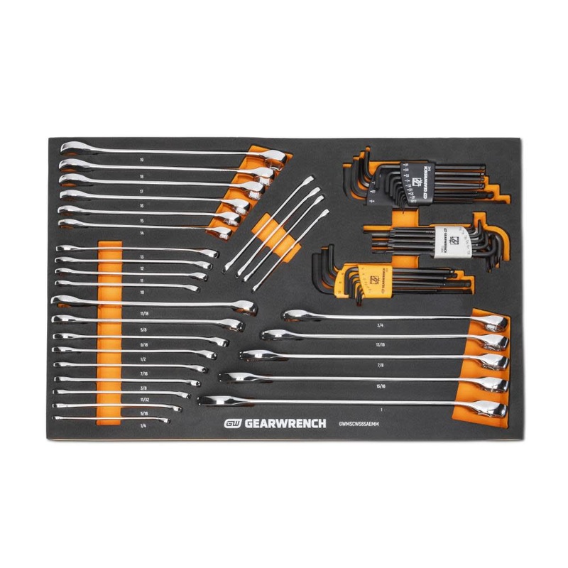 GEARWRENCH 59 Piece 6 Point Combination Wrench and Hex Key Set in Foam Storage Tray – GWMSCWS6SAEMM