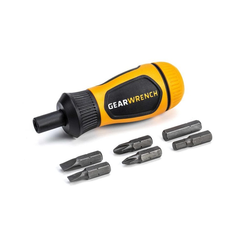 GEARWRENCH 6-in-1 Stubby Ratcheting Multi-Bit Driver – 80061R