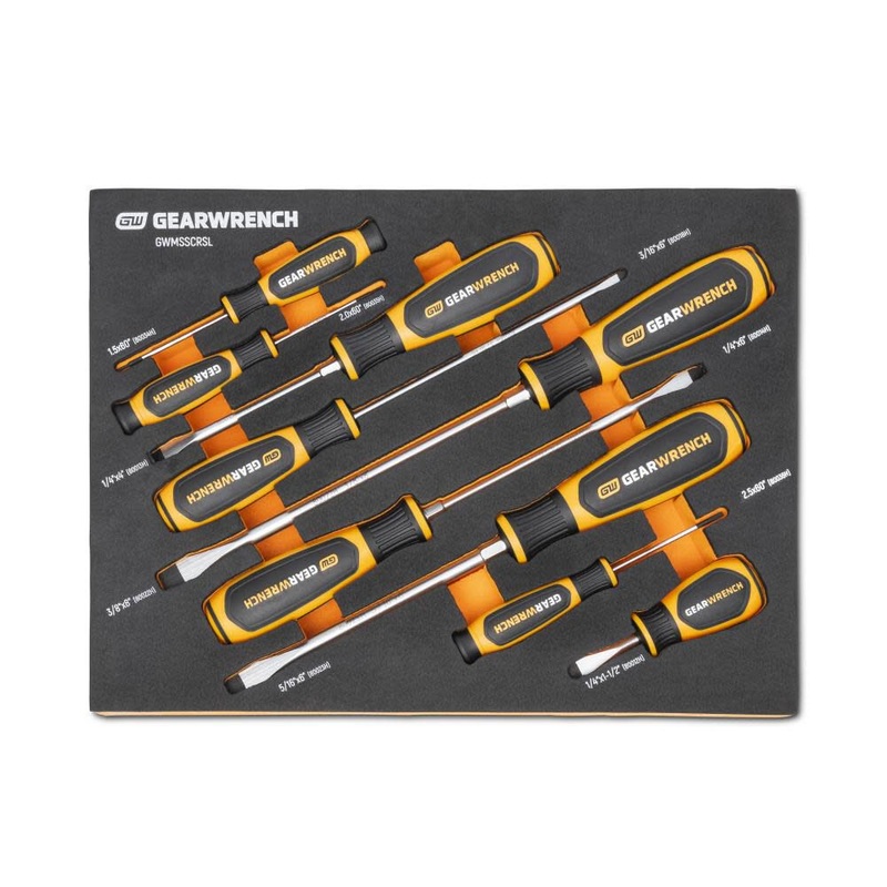 GEARWRENCH 9 Piece Slotted Dual Material Screwdriver Set in Foam Storage Tray – GWMSSCRSL