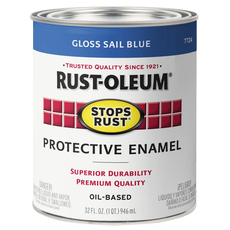 Rust-Oleum 7724502 Stops Rust Brush On Paint, Quart, Gloss Sail Blue, 32 Fl Oz (Pack of 1)