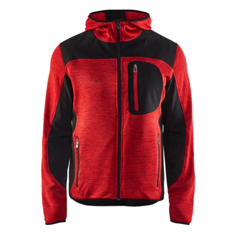 BLAKLADER Hoodie Jacket | 4930 Red Jacket Hoodie with Full Zip and Knitted in Polyester