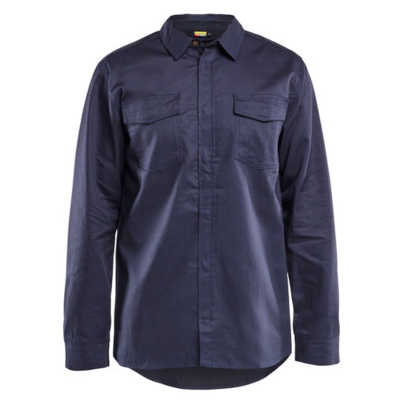 BLAKLADER Shirt  | 3226 Navy Blue Long Sleeve Welding Shirt with Anti-Flame Cotton