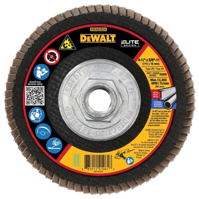 DEWALT (DWA8282H) 80G T29 XP Ceramic Flap Disc, 4-1/2 x 5/8 Hub