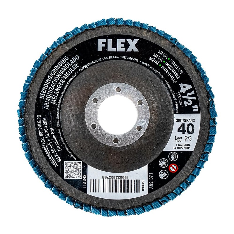 FLEX (FA302004) 4-1/2-inch 40 Grit Blending/Grinding Flap Disc, Type 29