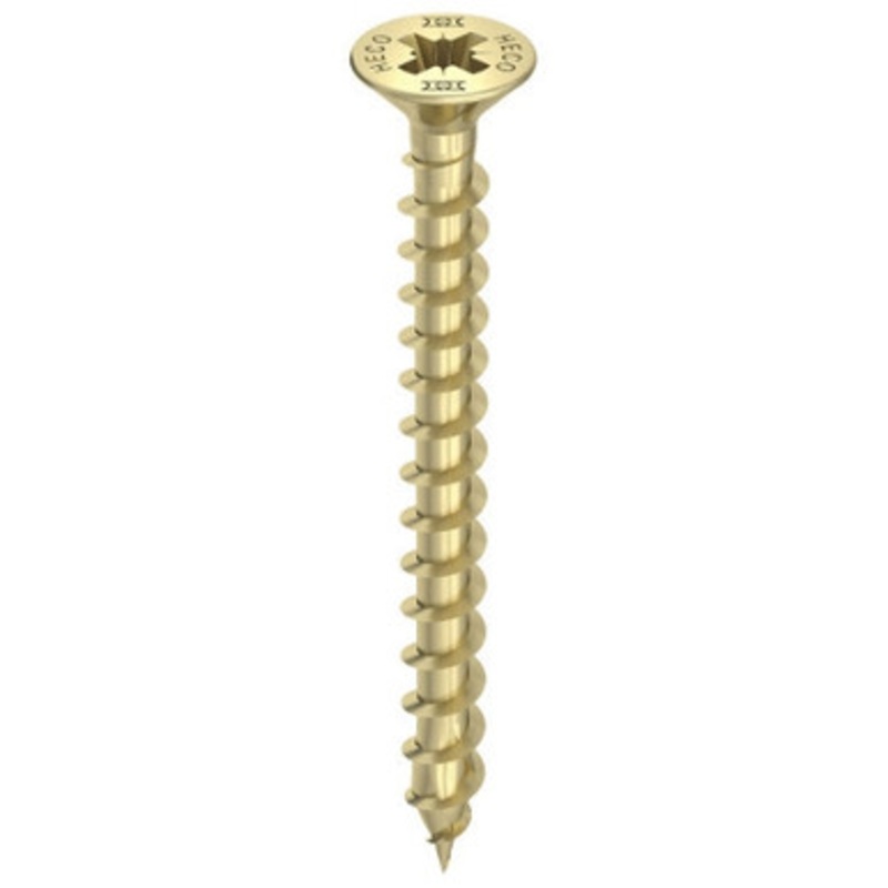 HECO Screws | 3.5mm Countersunk Head Screws  PZ2 with Full Thread in Yellow Zinc