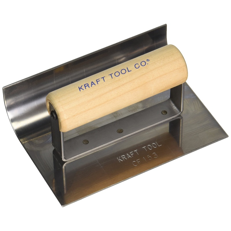 Kraft Tool (CF153) 1-Inch Radius Inside Curb and Sidewalk Tool with Wood Handle, 6 x 4-Inch