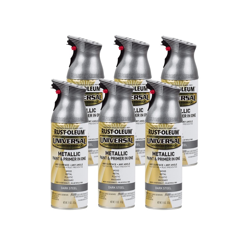 Rust-Oleum 262662 Universal All Surface Metallic Spray Paint, 11 oz, Dark Steel (Pack of 6)