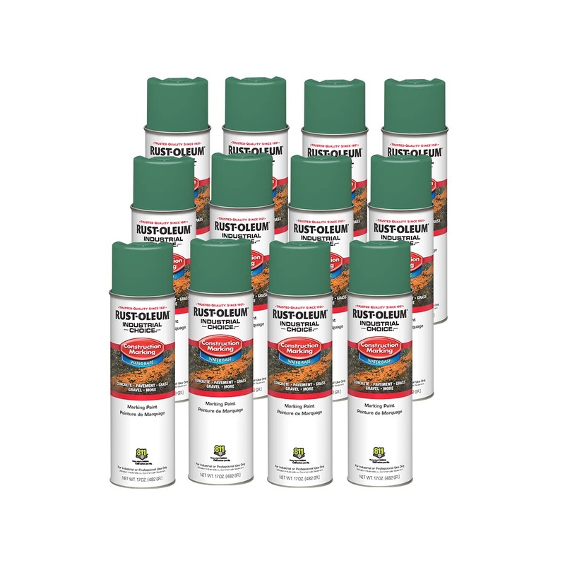 Rust-Oleum 314062 Industrial Choice M1400 System Water-Based Construction Marking Paint, 17 oz, Safety Green (Pack of 12)