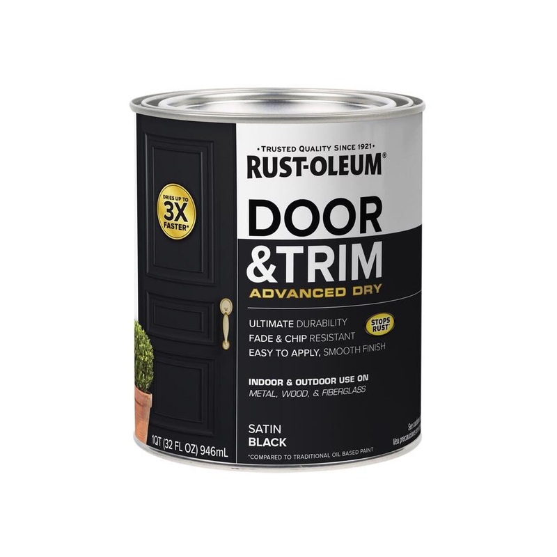 Rust-Oleum 369383 Advanced Dry Door & Trim Paint, Quart, Satin Black