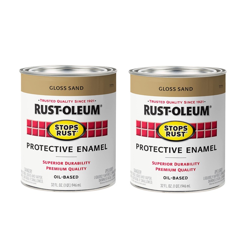 Rust-Oleum 7771502 Stops Rust Brush On Paint, Quart, Gloss Sand, 32 Fl Oz (Pack of 2)