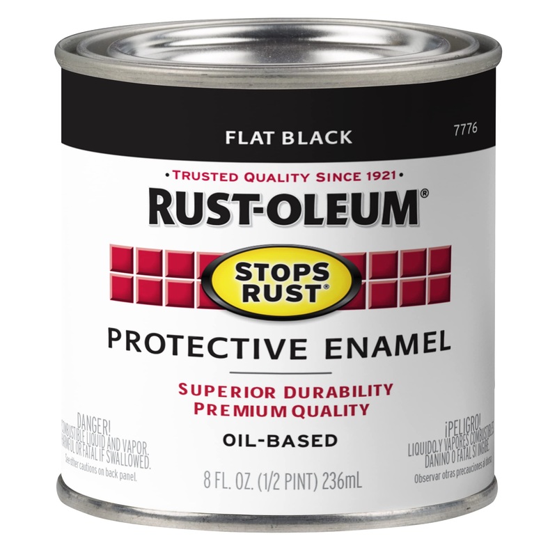 Rust-Oleum 7776730 Protective Enamel Paint, 8-Fl Oz, Flat Black (Pack of 1)