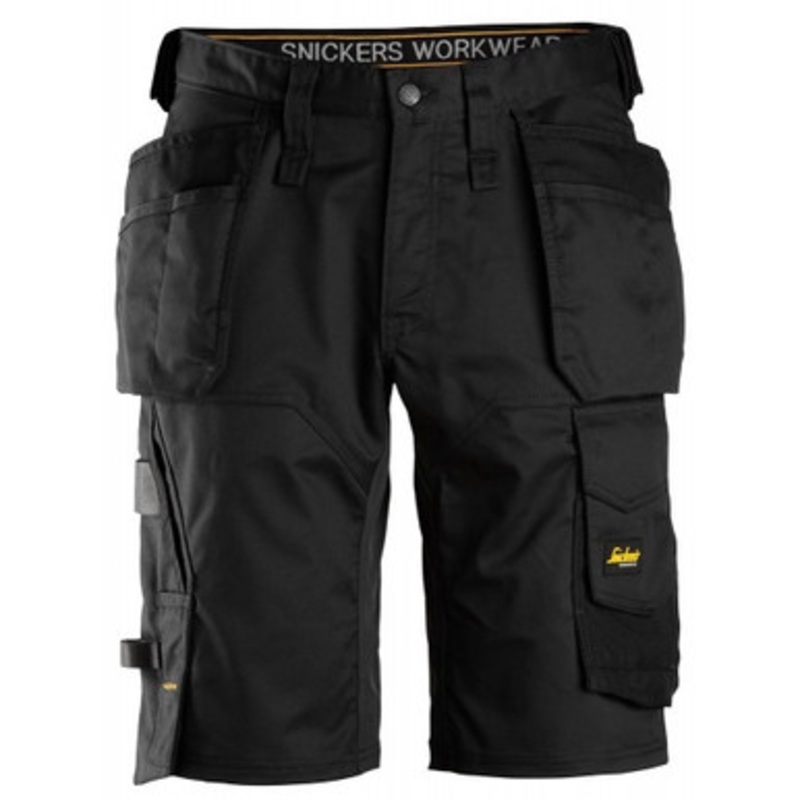 SNICKERS Shorts | 6151 Mens Allround Work Black Shorts with Holster Pockets Cotton with Stretch