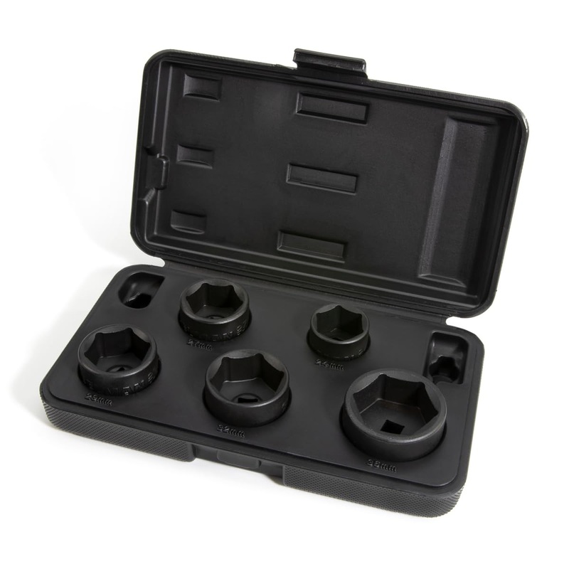 Steelman (42275) 5-Piece 3/8-Inch Drive Low Profile Oil Filter Wrench Socket Set, 24mm, 27mm, 29mm, 32mm, and 36mm Sizes
