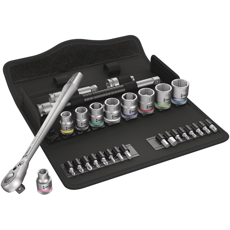 Wera Tools (05004048001) 8100 SB 8 Zyklop Metal Ratchet Set with Switch Lever, 3/8 Drive, Metric, 29 Pieces