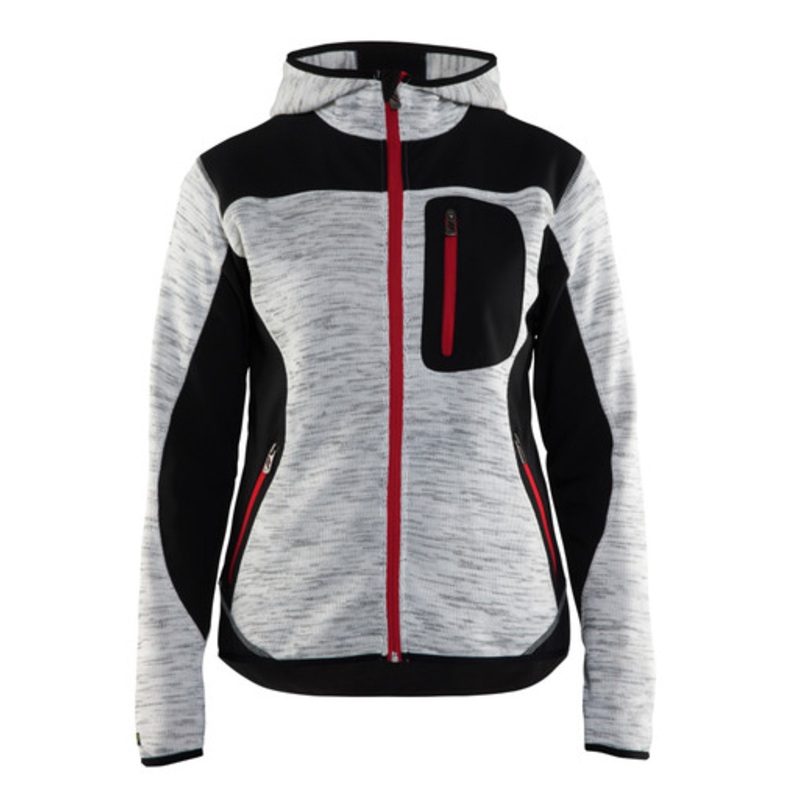 BLAKLADER Hoodie Jacket | 4931 Grey Melange Womens Jacket Hoodie with Full Zip and Knitted in Polyester