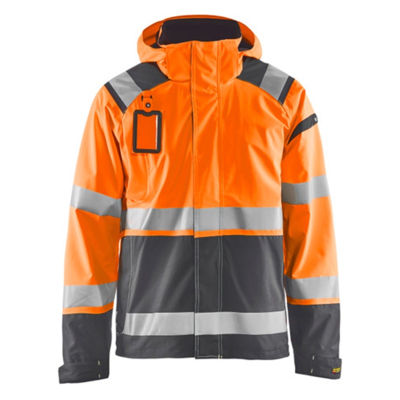 BLAKLADER Jacket | 4987 Mens High Vis Orange /Mid Grey Jacket with Full Zip and Reflective Tape in Polyester